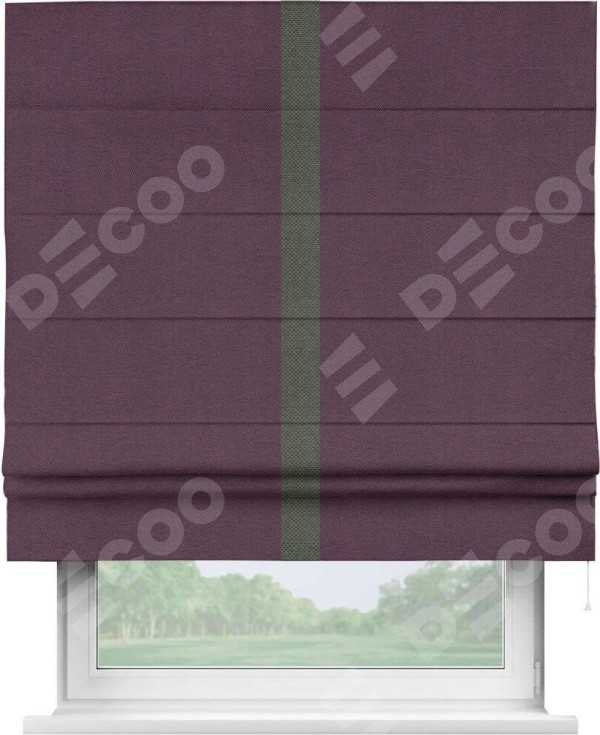 Римская штора «Кортин» с кантом Хайвэй, для проема, ткань лён димаут, фиолетовый