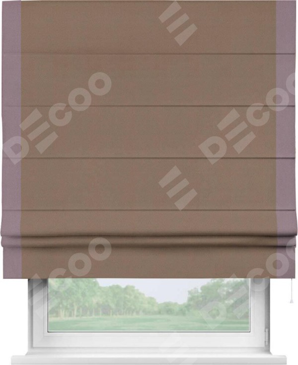 Римская штора «Кортин» с кантом Стрим Дуо, для проема, ткань блэкаут однотонный коричневый