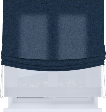 Римская штора «Кортин», день-ночь с мягкими складками, лён кашемир тёмно-синий