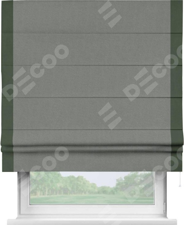 Римская штора «Кортин» с кантом Стрим Дуо, для проема, лён блэкаут серый