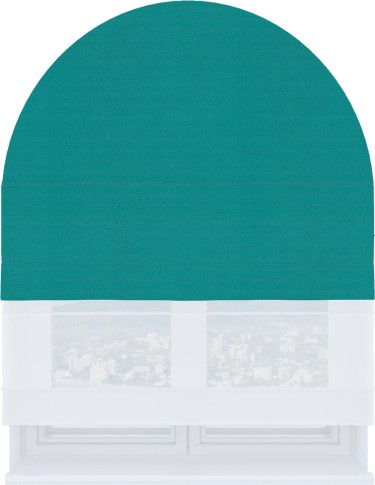 Римская штора «Кортин» день-ночь для арочного проёма, ткань блэкаут однотонный бирюзовый