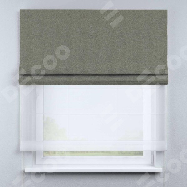 Римская штора день-ночь, лён димаут, стальной