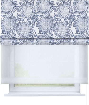 Римская штора «Кортин» день-ночь «Синий букет»
