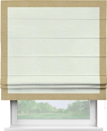 Римская штора «Кортин» с кантом Чесс, для проема, ткань лён молочный