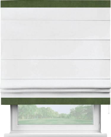 Римская штора «Кортин» для проёма, вельвет белоснежный с кантом Горизонт